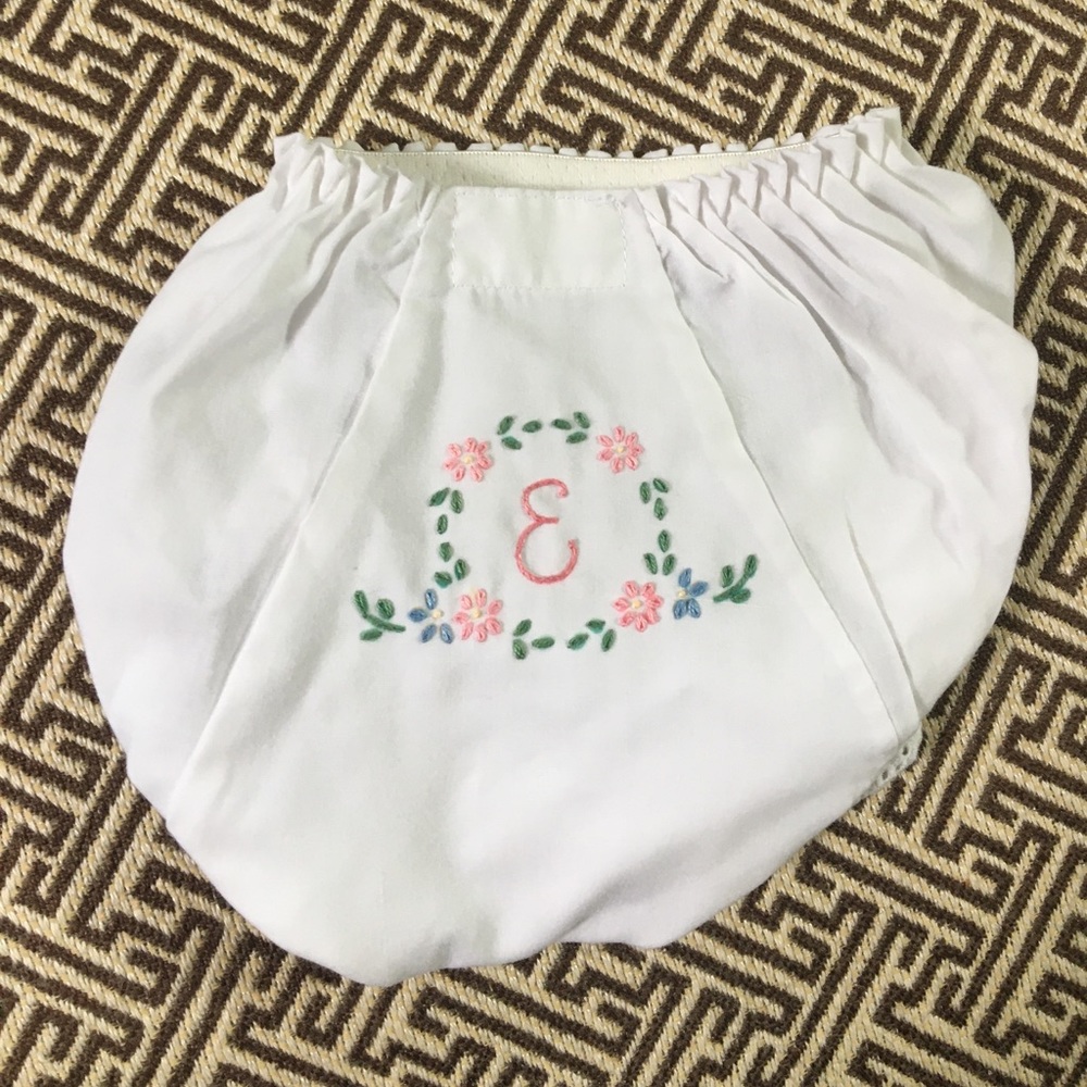 Hand embroidered diaper cover. Size 1 (3-6mos)